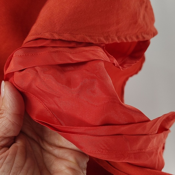 Ann Taylor Dark Coral A Line Knee Skirt Size 8 Hidden Side Zipper Flowy - Picture 4 of 8